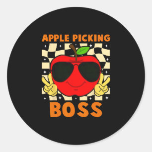 Sticker Rond Récolte de pommes Patron Pommes Verger Ferme de ci