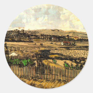 Sticker Rond Récolte en Provence Montmajour par Vincent van Gog