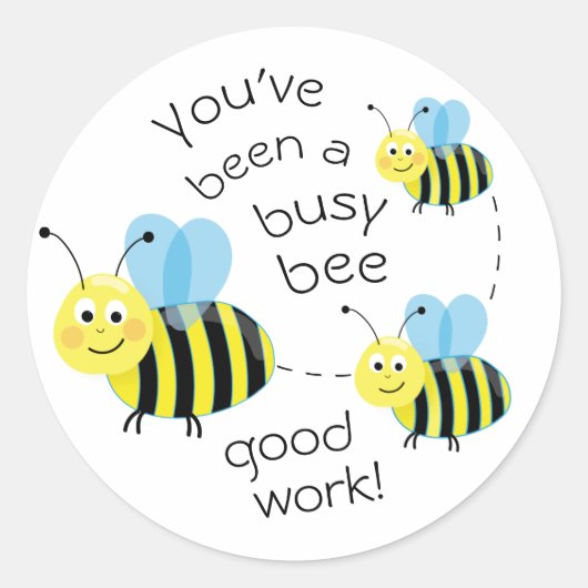 Sticker Rond Récompense de bon travail pour l'abeille occupée (Devant)