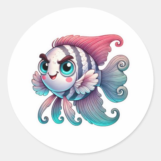 Sticker Rond Récompense de poisson d'école (Devant)