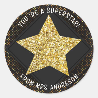 Sticker Rond Récompense personnalisée pour enseignant superstar