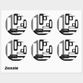 Sticker Rond Rectangles stylisées gris/noir (Feuille)