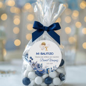 Sticker Rond Recuerdos Bautizo Garçon Angel Baptême Faveurs Cad
