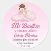 Sticker Rond Recuerdos Bautizo mignon Baptême Première année Fa (Devant)