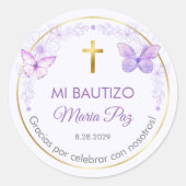 Sticker Rond Recuerdos de Bautizo Baptême Christening Faveurs (Devant)