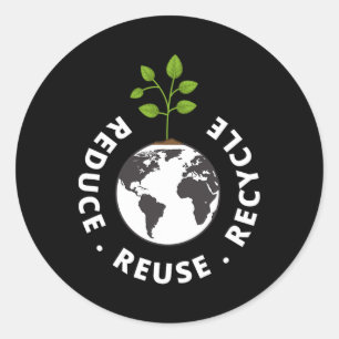 Sticker Rond Recyclage Jour des terres Cadeau Environnement Réd