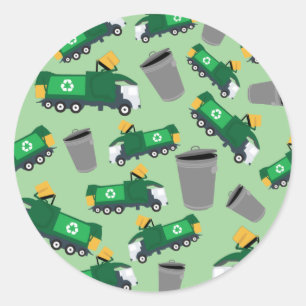 Sticker Rond Recyclage Motif de camion-poubelle