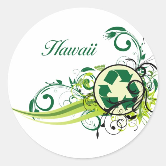Sticker Rond Recycle Hawaii (Devant)