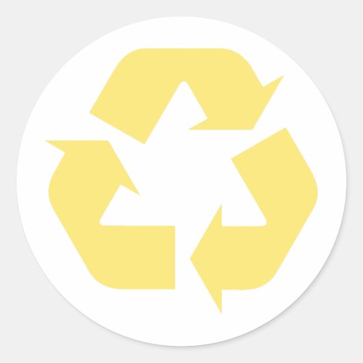 Sticker Rond Recycle Jaune Produits & Designs! (Devant)