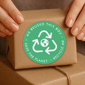 Sticker Rond Recycle Me Reused Packaging Save Planet Green