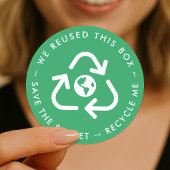 Sticker Rond Recycle Me Reused Packaging Save Planet Green