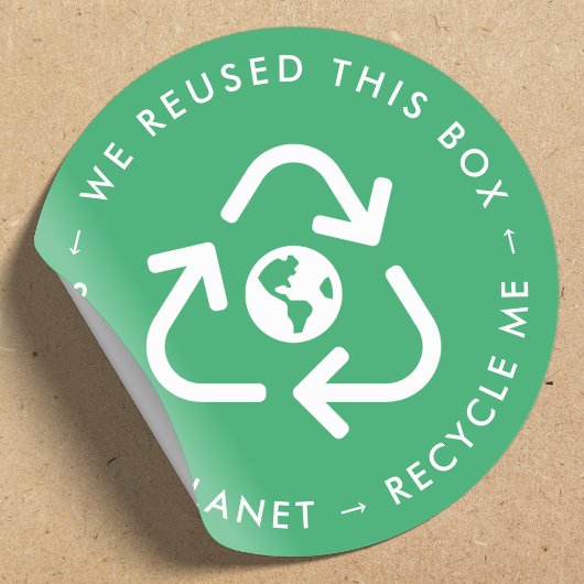 Sticker Rond Recycle Me Reused Packaging Save Planet Green