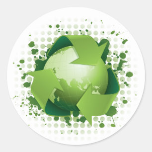 STICKER ROND RECYCLE PLANÈTE VERTE