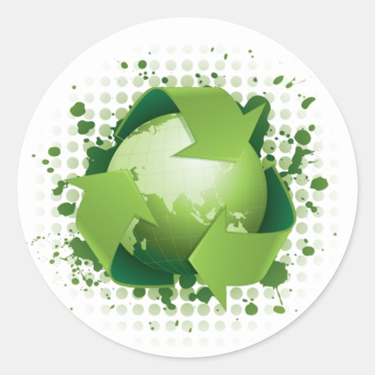 STICKER ROND RECYCLE PLANÈTE VERTE (Devant)