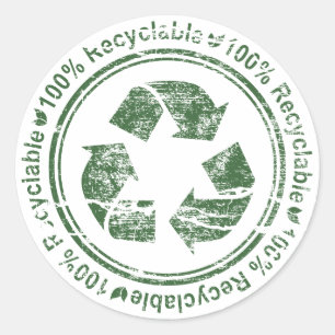 Sticker Rond Recycle ~ Recyclable Réutiliser la Terre verte