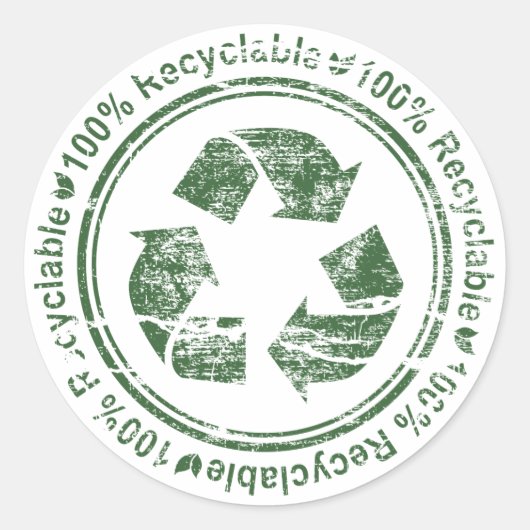Sticker Rond Recycle ~ Recyclable Réutiliser la Terre verte (Devant)