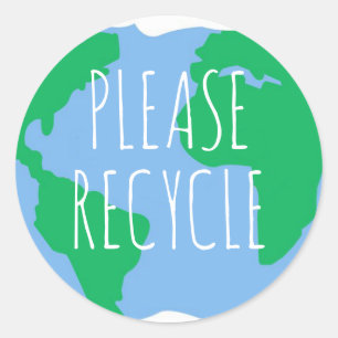 Sticker Rond Recycle Réutiliser Save the Planet Green