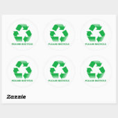 Sticker Rond Recycle, S'Il Vous Plaît. Sensibilisation au recyc (Feuille)