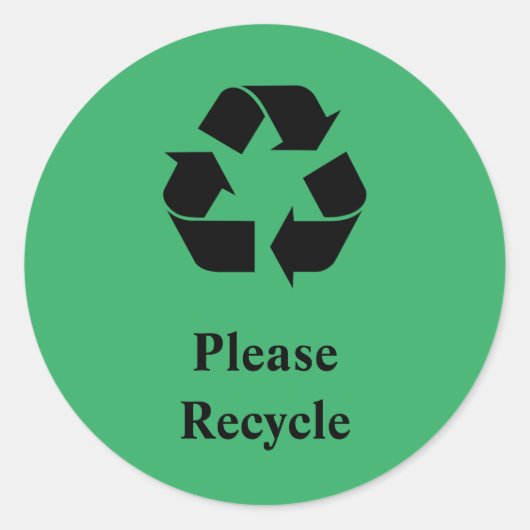 Sticker Rond Recycler avec symbole de recyclage sur vert (Devant)
