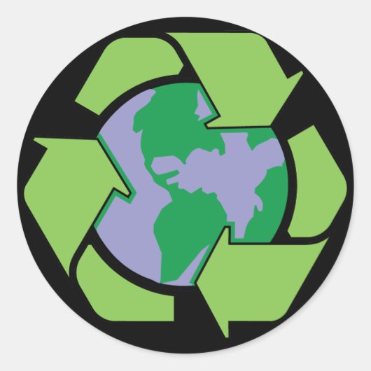 Sticker Rond Recycler la Terre (Devant)