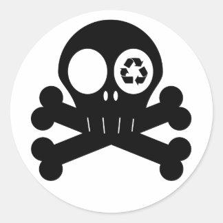 Sticker Rond recycler l'autocollant crânien