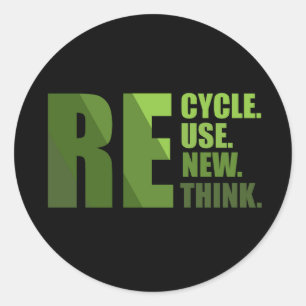 Sticker Rond Recycler réduire la réutilisation renouveler repen