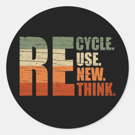 Sticker Rond Recycler réduire la réutilisation renouveler repen (Devant)