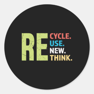 Sticker Rond Recycler réutiliser Renouveler le Jour des terres 