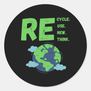 Sticker Rond Recycler réutiliser Renouveler l'environnement de