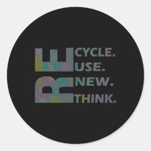 Sticker Rond Recycler Réutiliser Renouveler Repenser Crise De l