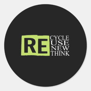 Sticker Rond Recycler Réutiliser Renouveler Repenser Crise De l