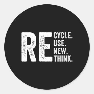 Sticker Rond Recycler Réutiliser Repenser La Crise L'Environnem