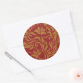 Sticker Rond Red and Gold Floral Pattern (Enveloppe)