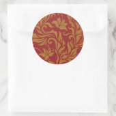 Sticker Rond Red and Gold Floral Pattern (Sac)