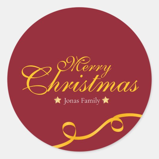 Sticker Rond Red and Gold Ribbon Christmas (Devant)