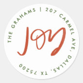 Sticker Rond Red and Green Joy Adresse de retour (Devant)
