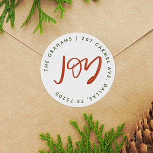 Sticker Rond Red and Green Joy Adresse de retour