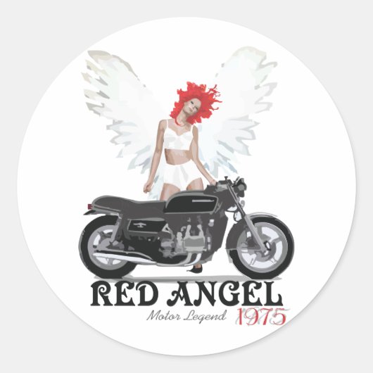 Sticker Rond Red Angel Cafe Racer Motor Legend (Devant)