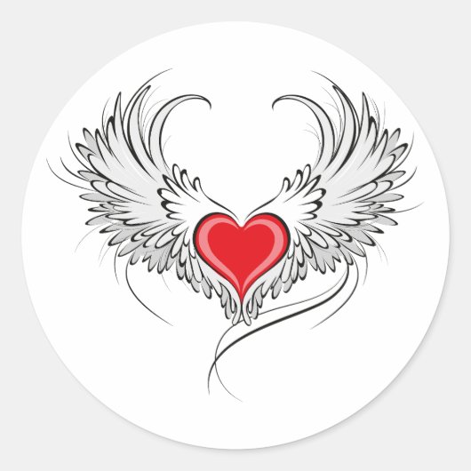 Sticker Rond Red Angel Coeur avec ailes (Devant)