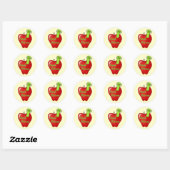 Sticker Rond Red Apple Book Worm Tshirts et cadeaux (Feuille)