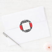 Sticker Rond Red Band Damask (Enveloppe)