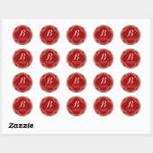 Sticker Rond Red Batik Boho Vibes Special Event Monogramme (Feuille)