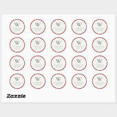 Sticker Rond Red Berries Christmas Floral  Monogram Address (Feuille)