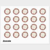 Sticker Rond Red Berries + Eucalyptus Holiday Wreath Adresse (Feuille)
