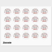 Sticker Rond Red Black Confetti Graduation 2025 (Feuille)