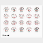 Sticker Rond Red Black Confetti Graduation 2025 (Feuille)