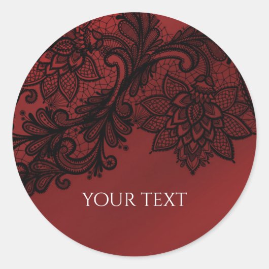Sticker Rond Red & Black Dark Elegance Dentelle Goth Wedding Pa (Devant)