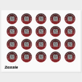 Sticker Rond Red Black Goth Scan Mariage Website QR Code (Feuille)