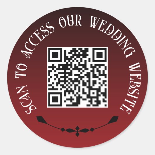 Sticker Rond Red Black Goth Scan Mariage Website QR Code (Devant)