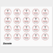 Sticker Rond Red Black Médicale School Custom Graduation Party (Feuille)